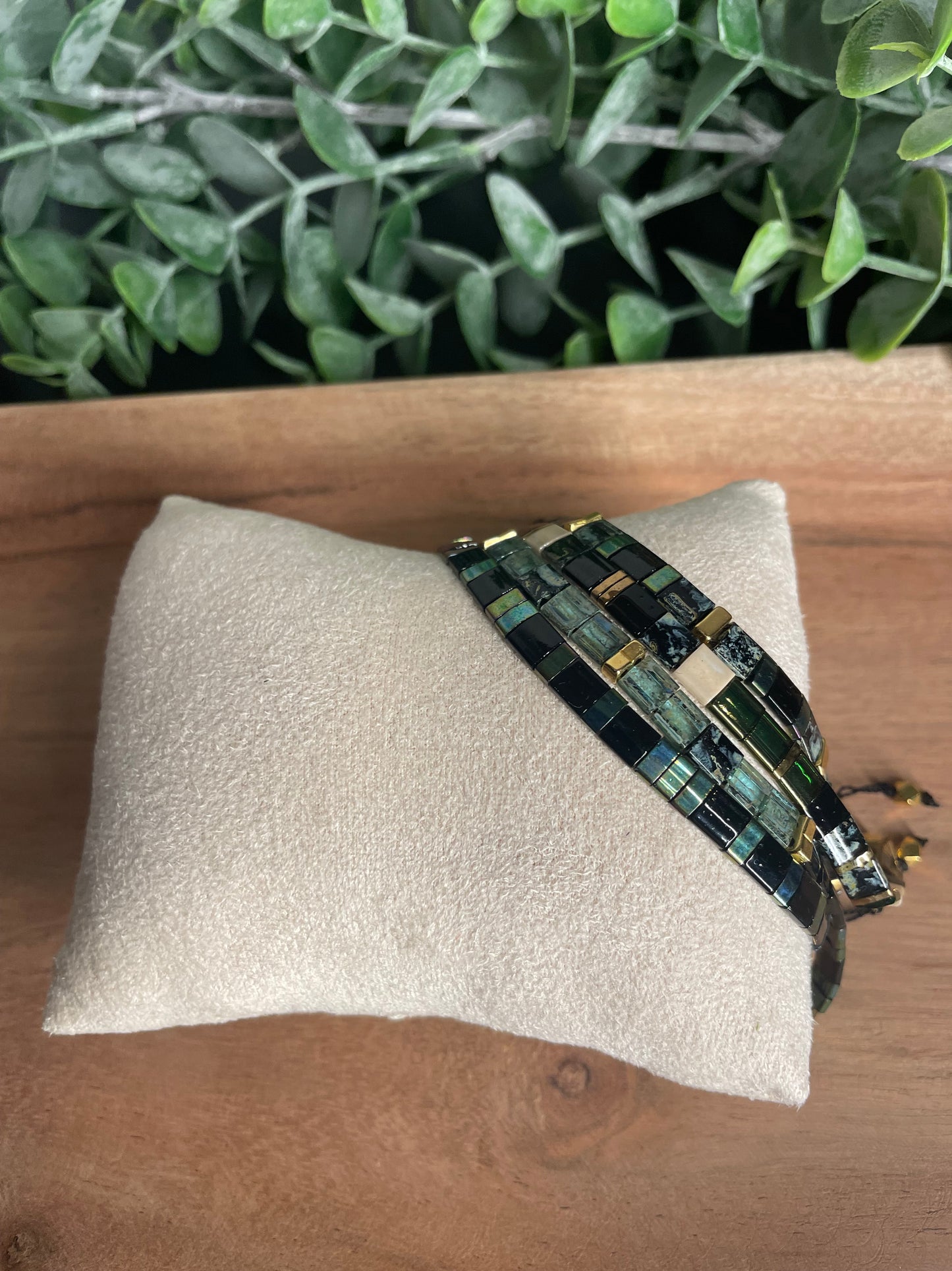 Bracelet Tila vert et or n°2