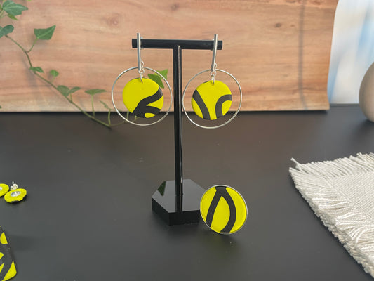 Lot de boucles d'oreilles "Citron" & sa bague assortie